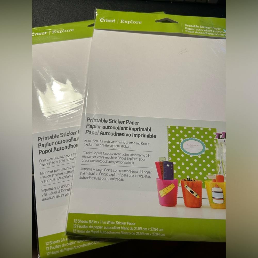 Cricut Explore, printable sticker paper (12 sheets, 8.5in x 11in)